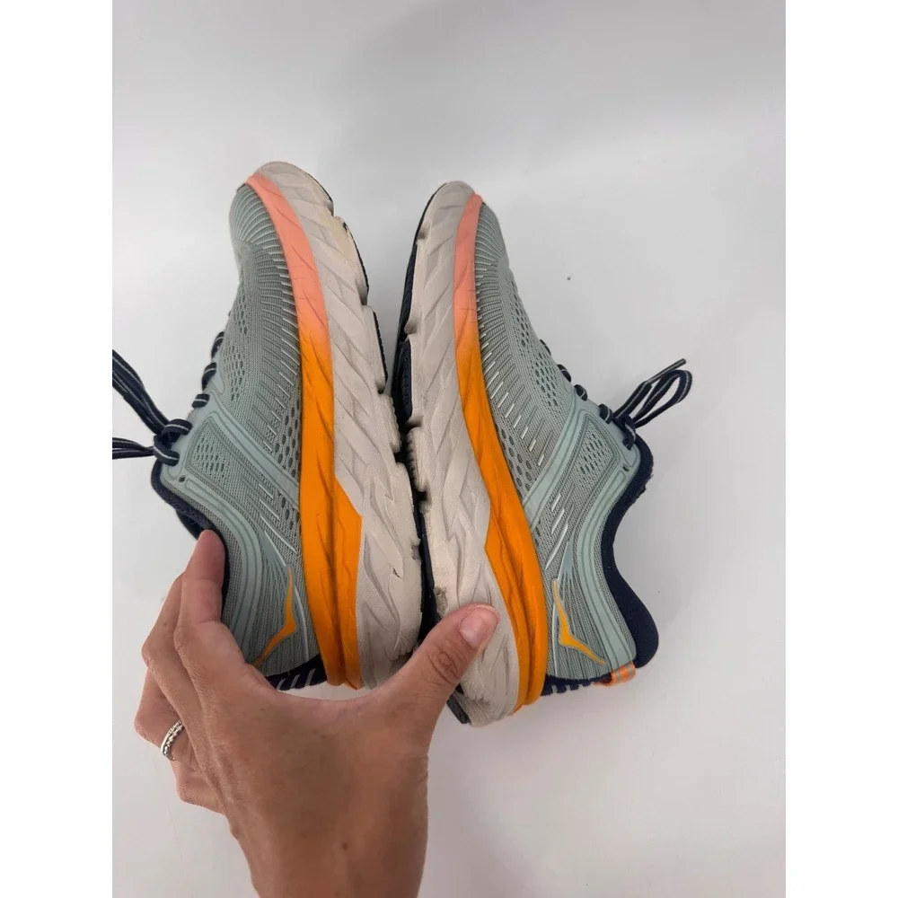 Hoka One One Bondi 7 Running Shoes Women 7 Blue Orange Max Cushion Road Runner